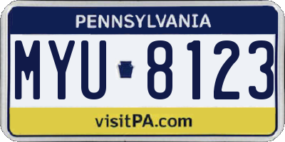 PA license plate MYU8123