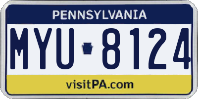 PA license plate MYU8124