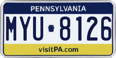 PA license plate MYU8126