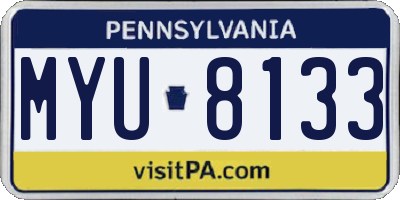 PA license plate MYU8133