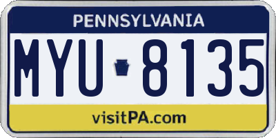 PA license plate MYU8135