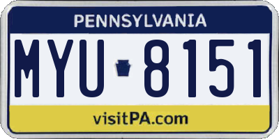 PA license plate MYU8151