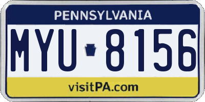 PA license plate MYU8156