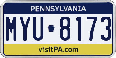PA license plate MYU8173