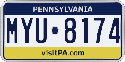 PA license plate MYU8174