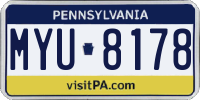 PA license plate MYU8178