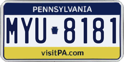 PA license plate MYU8181