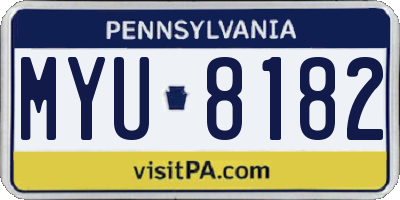 PA license plate MYU8182