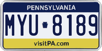 PA license plate MYU8189