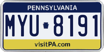 PA license plate MYU8191