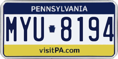 PA license plate MYU8194