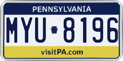 PA license plate MYU8196