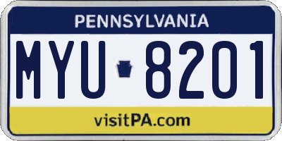 PA license plate MYU8201
