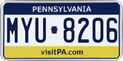 PA license plate MYU8206
