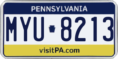 PA license plate MYU8213