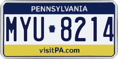 PA license plate MYU8214