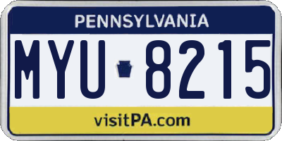 PA license plate MYU8215