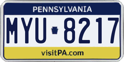 PA license plate MYU8217
