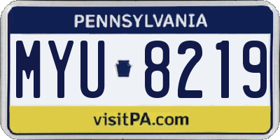 PA license plate MYU8219