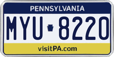 PA license plate MYU8220