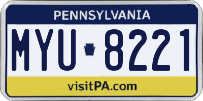 PA license plate MYU8221