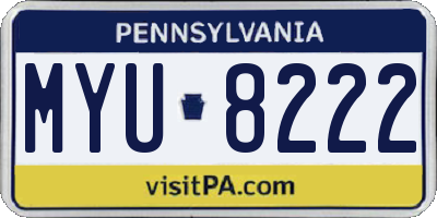 PA license plate MYU8222