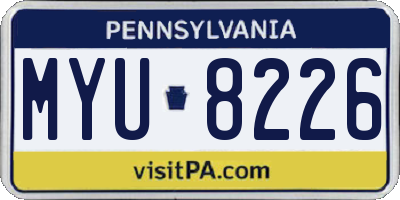 PA license plate MYU8226
