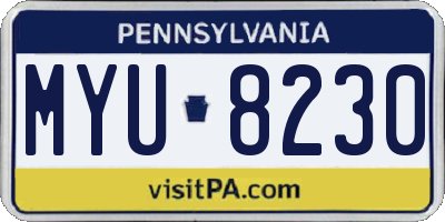 PA license plate MYU8230