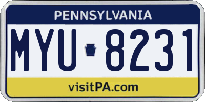 PA license plate MYU8231