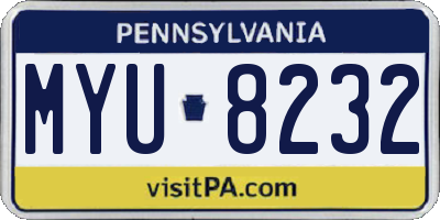PA license plate MYU8232