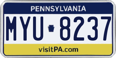 PA license plate MYU8237