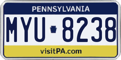 PA license plate MYU8238