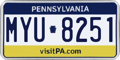PA license plate MYU8251