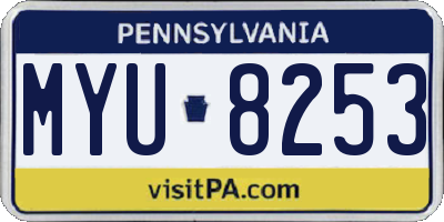 PA license plate MYU8253