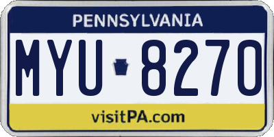 PA license plate MYU8270