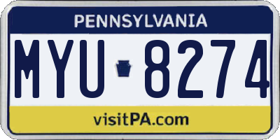 PA license plate MYU8274