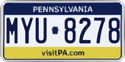 PA license plate MYU8278