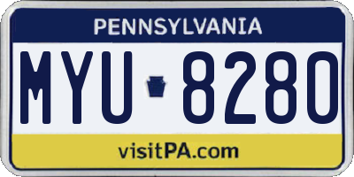 PA license plate MYU8280