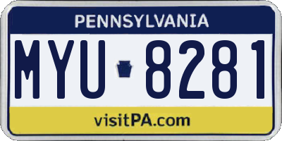 PA license plate MYU8281