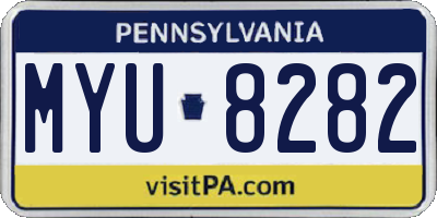 PA license plate MYU8282