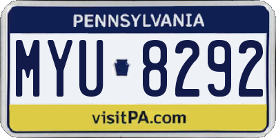 PA license plate MYU8292