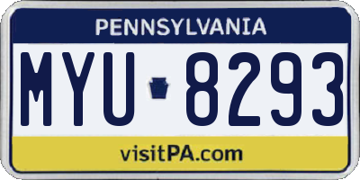 PA license plate MYU8293