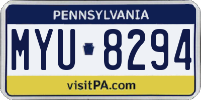 PA license plate MYU8294
