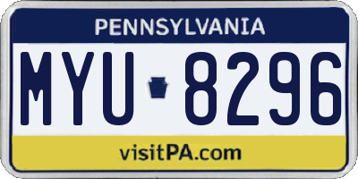PA license plate MYU8296