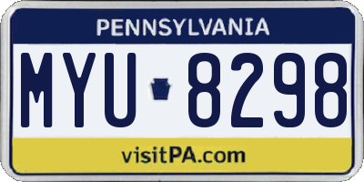 PA license plate MYU8298