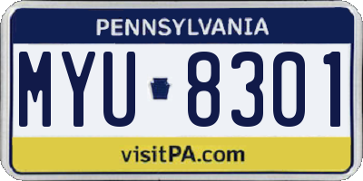 PA license plate MYU8301