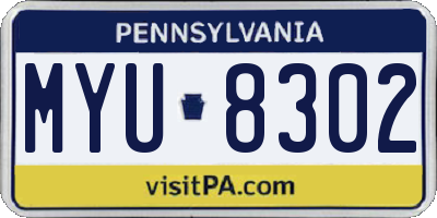 PA license plate MYU8302