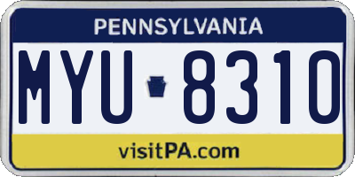 PA license plate MYU8310