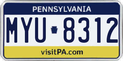 PA license plate MYU8312
