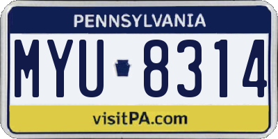 PA license plate MYU8314